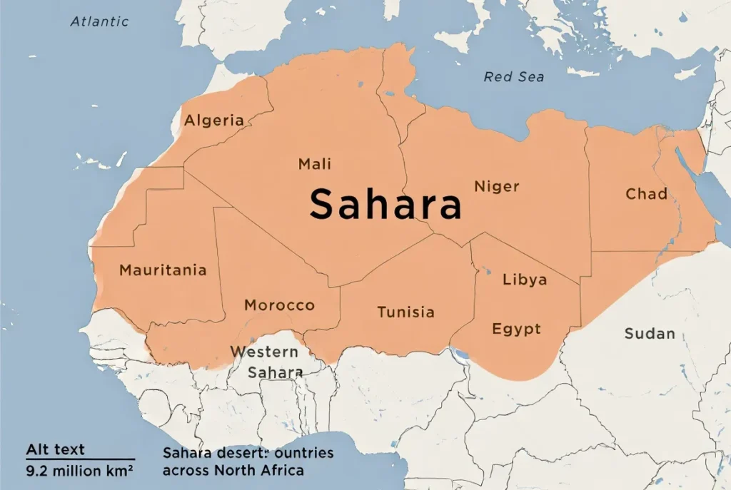 Sahara desert on map