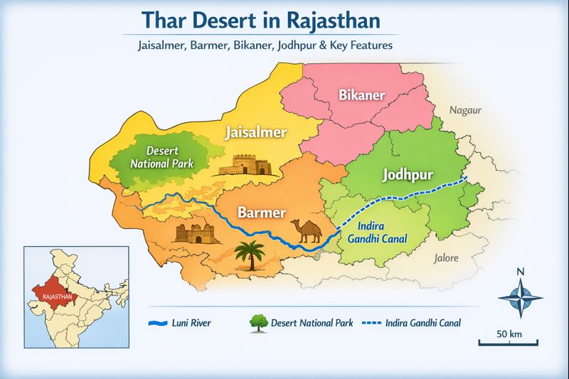 thar desert in rajasthan map
