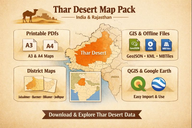 thar desert on a map of india