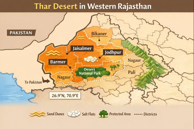Where is thar desert located in rajasthan