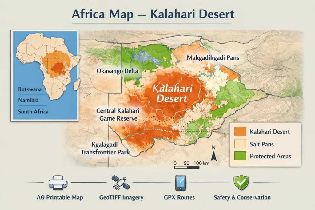 Africa Map Kalahari Desert