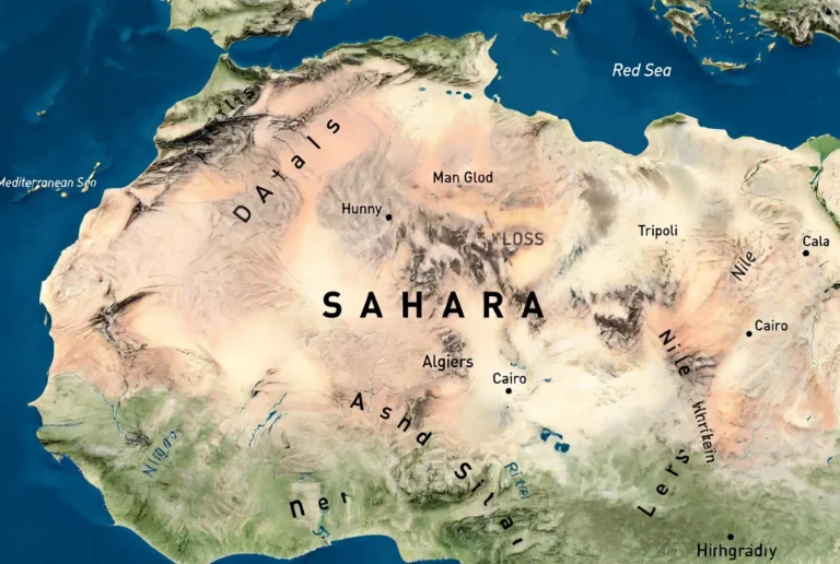 Sahara desert on map