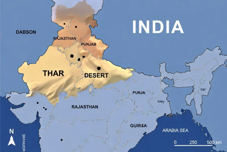 thar desert on a map of india