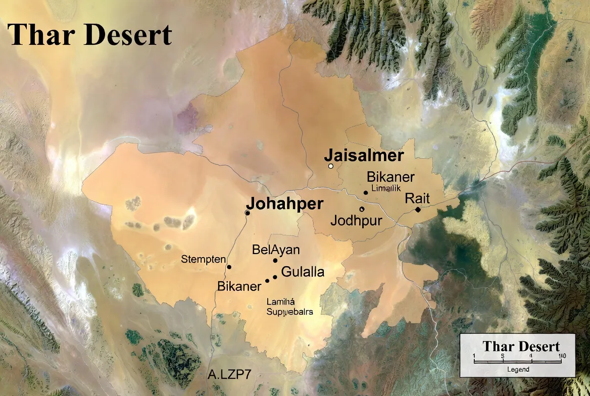 thar desert in rajasthan map