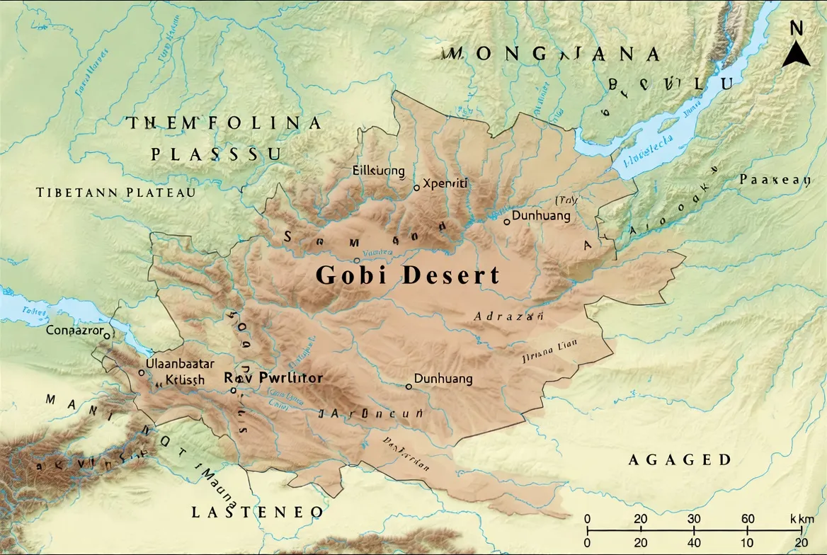 map of the gobi desert in asia