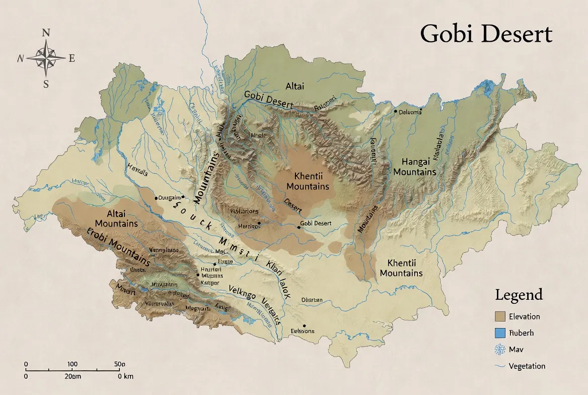 gobi desert mongolia map