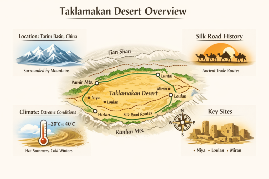 Taklamakan Desert Located