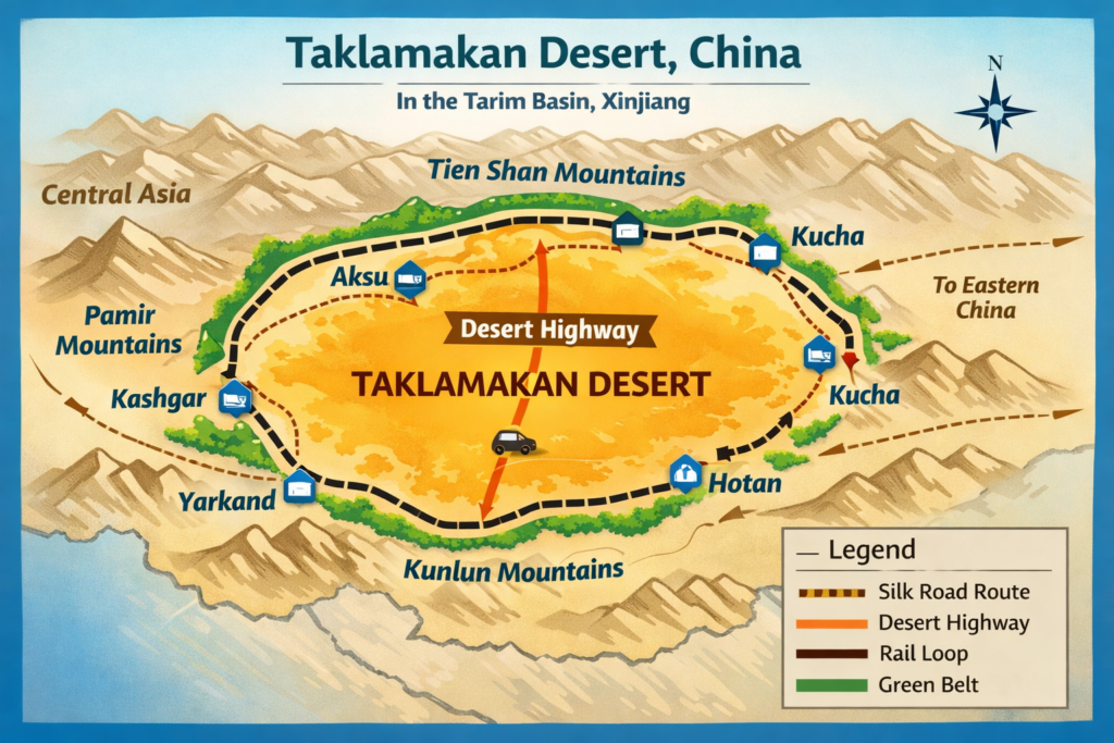Taklamakan Desert China Map