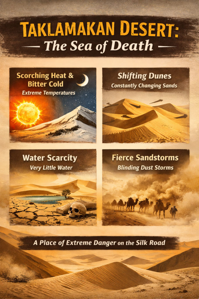Why is the Taklamakan Desert nicknamed the Sea of death