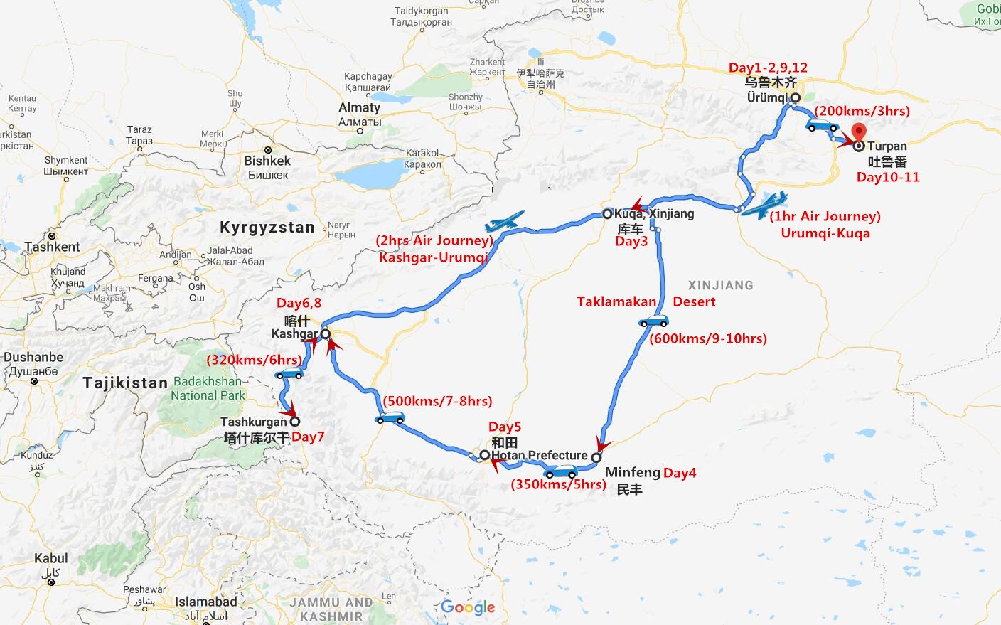 Taklamakan Desert China Map​