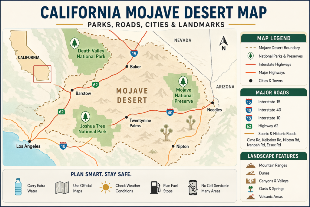 map of california mojave desert