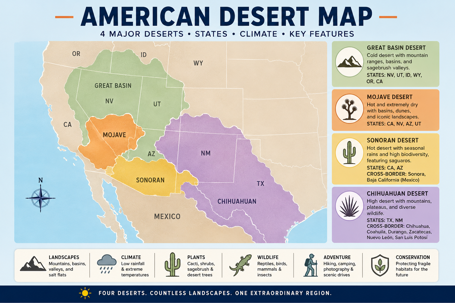 American Desert Map: States, Climate & Major Deserts
